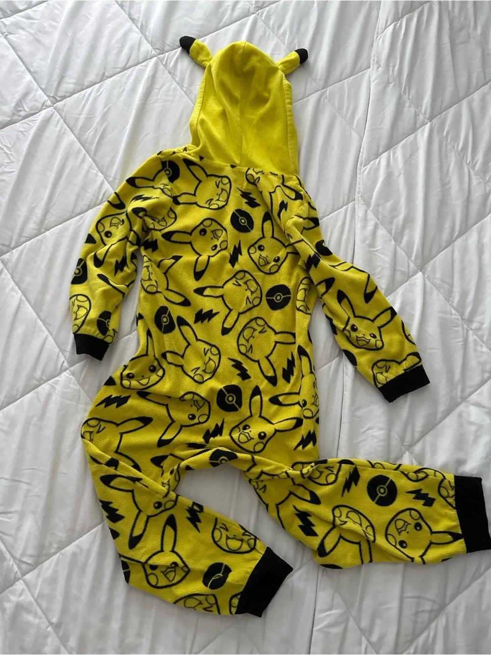 Yellow Pikachu Hooded Kids One-Piece Pajama